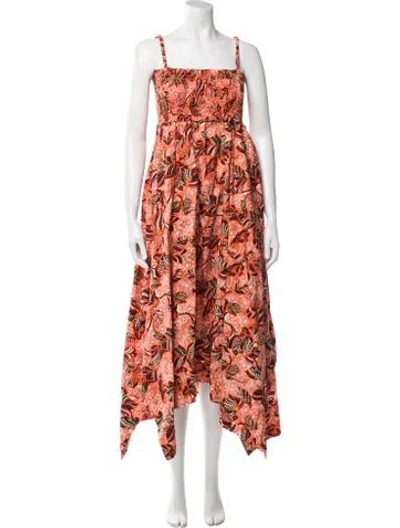 Pre-owned A.l.c Floral Print Long Dress W/ Tags In Orange