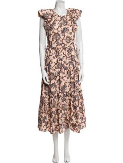 Pre-owned A.l.c Floral Print Long Dress W/ Tags In Orange