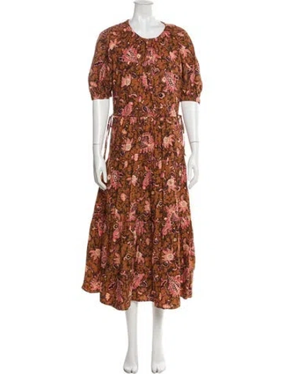 Pre-owned A.l.c Floral Print Long Dress W/ Tags In Orange