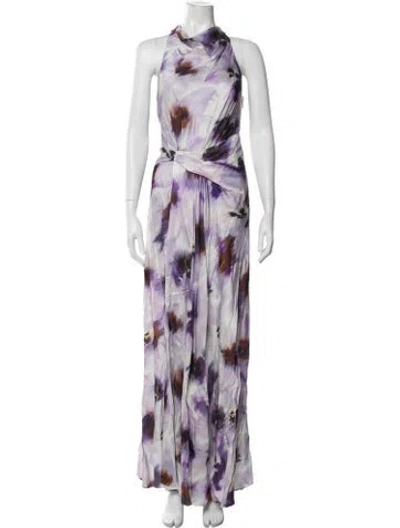 Pre-owned A.l.c Floral Print Long Dress W/ Tags In Purple