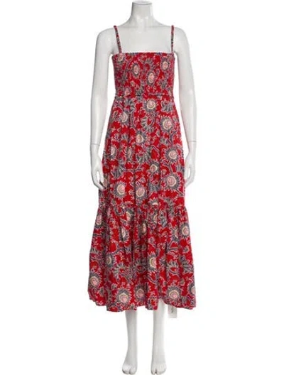 Pre-owned A.l.c Floral Print Long Dress W/ Tags In Red