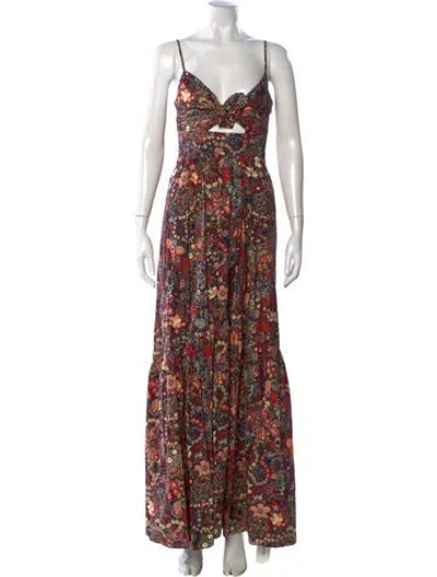 Pre-owned A.l.c Floral Print Long Dress W/ Tags In Red