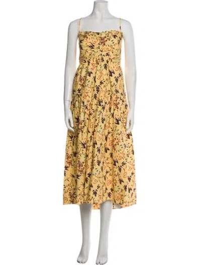 Pre-owned A.l.c Floral Print Long Dress W/ Tags In Yellow