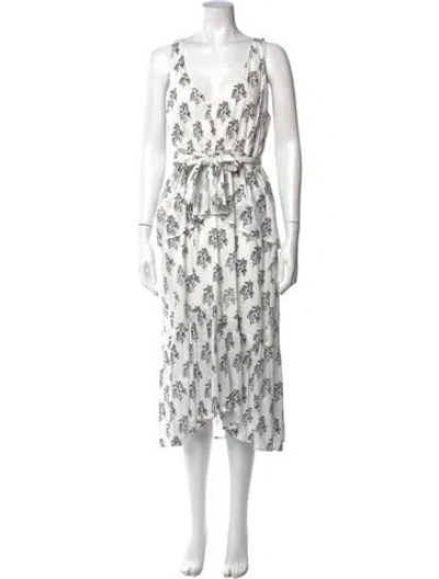 Pre-owned A.l.c Floral Print Long Dress In White