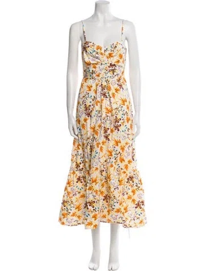 Pre-owned A.l.c Floral Print Long Dress In White
