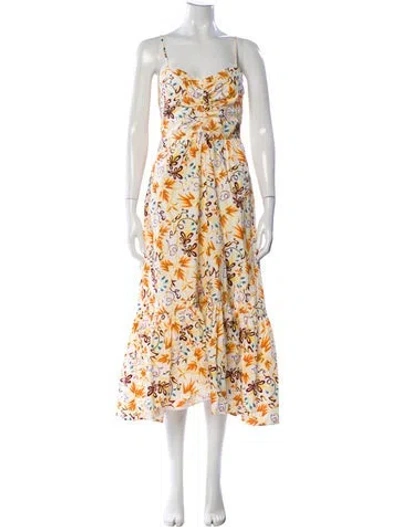 Pre-owned A.l.c Floral Print Long Dress In White