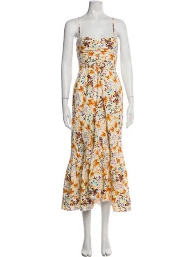 Pre-owned A.l.c Floral Print Long Dress In White