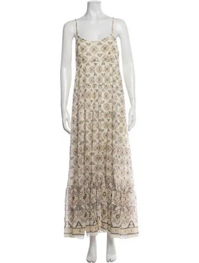 Pre-owned A.l.c Floral Print Long Dress In White