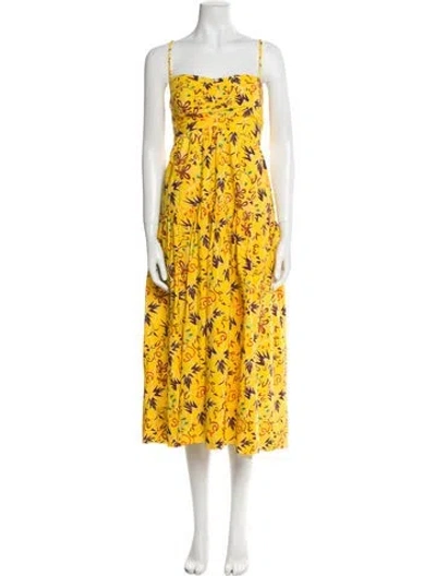 Pre-owned A.l.c Floral Print Long Dress In Yellow