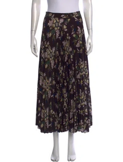 Pre-owned A.l.c Floral Print Long Skirt In Black