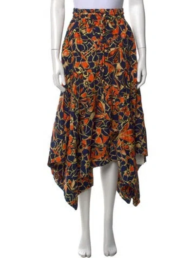 Pre-owned A.l.c Floral Print Long Skirt In Blue/orange