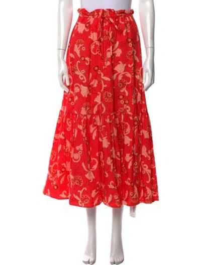 Pre-owned A.l.c Floral Print Long Skirt W/ Tags In Red