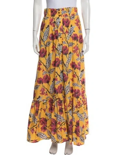Pre-owned A.l.c Floral Print Long Skirt W/ Tags In Yellow