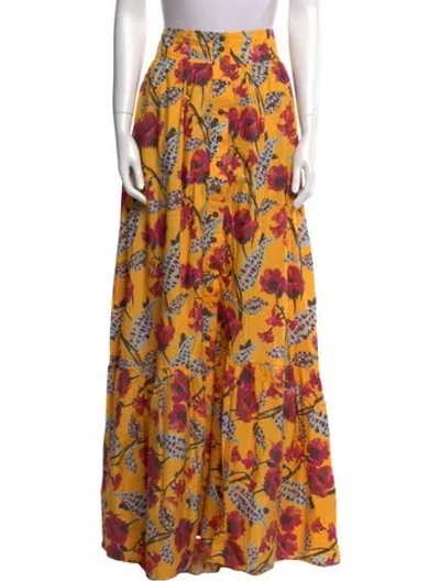 Pre-owned A.l.c Floral Print Long Skirt In Yellow