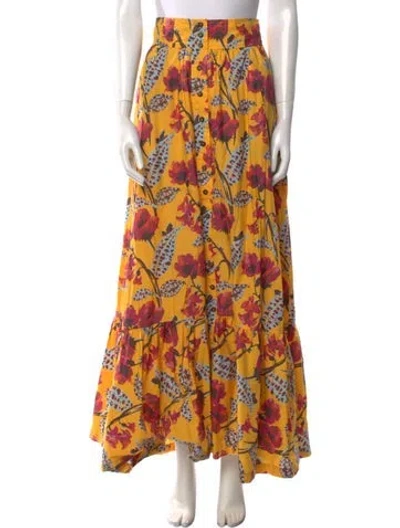 Pre-owned A.l.c Floral Print Long Skirt In Yellow