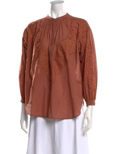 Pre-owned A.l.c Floral Print Long Sleeve Blouse W/ Tags In Orange