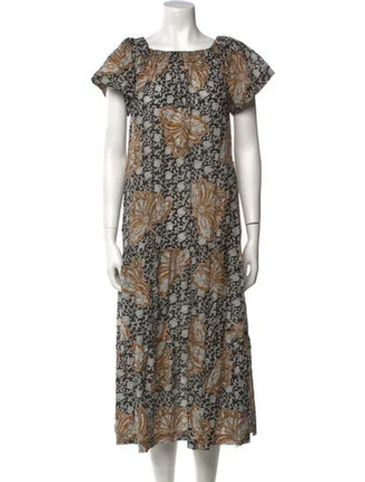 Pre-owned A.l.c Floral Print Midi Length Dress In Black