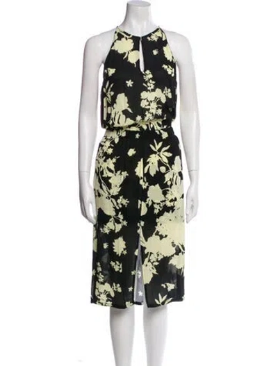 Pre-owned A.l.c Floral Print Midi Length Dress In Black