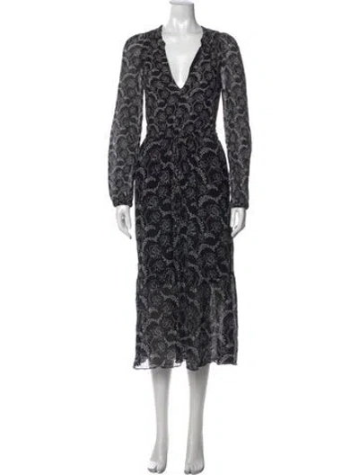 Pre-owned A.l.c Floral Print Midi Length Dress In Black