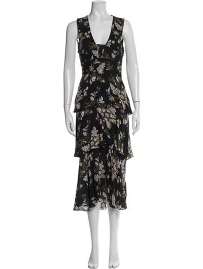 Pre-owned A.l.c Floral Print Midi Length Dress In Black