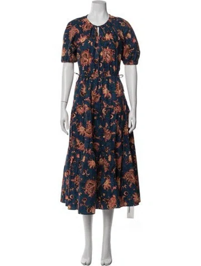 Pre-owned A.l.c Floral Print Midi Length Dress In Blue