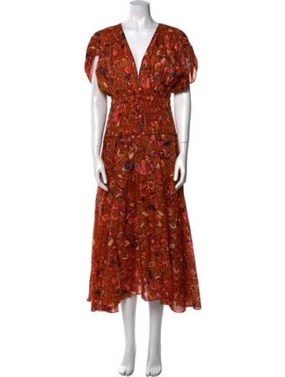 Pre-owned A.l.c Floral Print Midi Length Dress In Brown