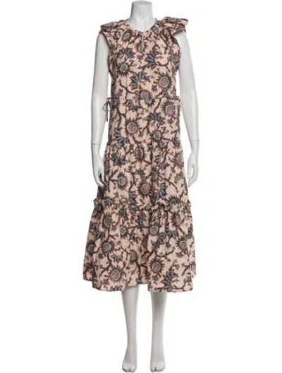 Pre-owned A.l.c Floral Print Midi Length Dress In Multi