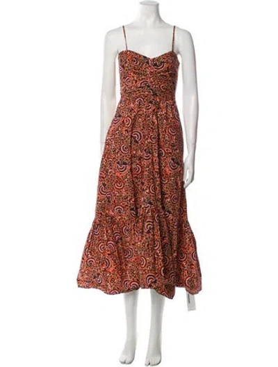 Pre-owned A.l.c Floral Print Midi Length Dress In Orange