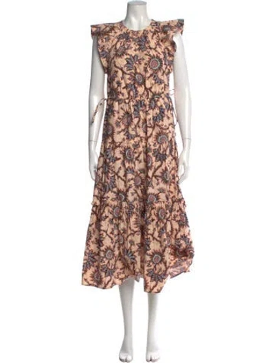 Pre-owned A.l.c Floral Print Midi Length Dress In Orange