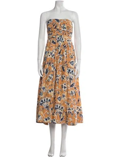 Pre-owned A.l.c Floral Print Midi Length Dress In Orange