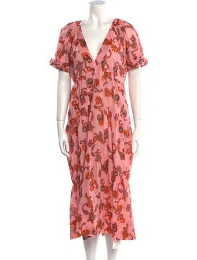 Pre-owned A.l.c Floral Print Midi Length Dress In Pink