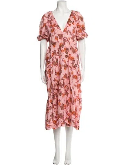 Pre-owned A.l.c Floral Print Midi Length Dress In Pink