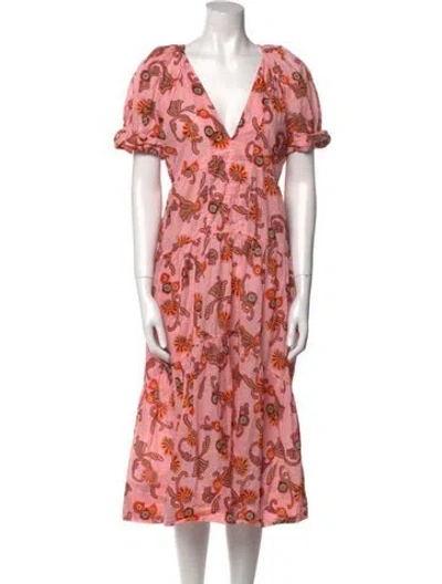 Pre-owned A.l.c Floral Print Midi Length Dress In Pink