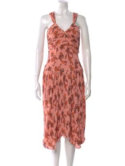 Pre-owned A.l.c Floral Print Midi Length Dress In Pink