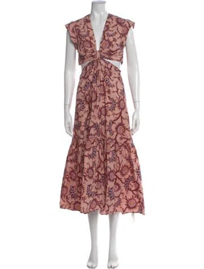 Pre-owned A.l.c Floral Print Midi Length Dress In Pink