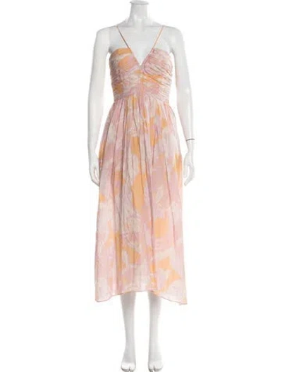 Pre-owned A.l.c Floral Print Midi Length Dress In Pink