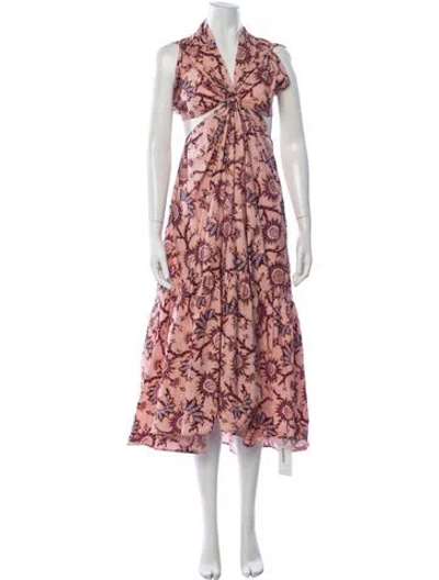 Pre-owned A.l.c Floral Print Midi Length Dress In Pink