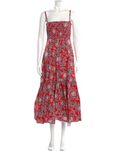 Pre-owned A.l.c Floral Print Midi Length Dress In Red