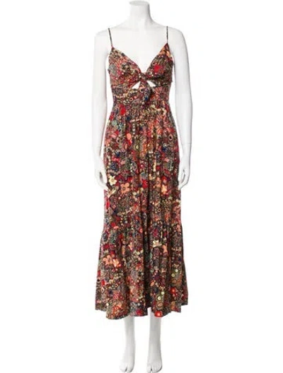 Pre-owned A.l.c Floral Print Midi Length Dress In Red