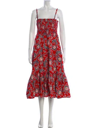 Pre-owned A.l.c Floral Print Midi Length Dress In Red