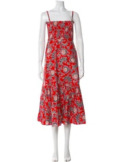 Pre-owned A.l.c Floral Print Midi Length Dress In Red