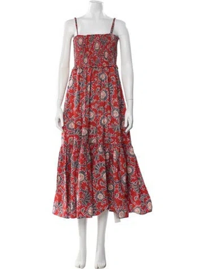 Pre-owned A.l.c Floral Print Midi Length Dress In Red