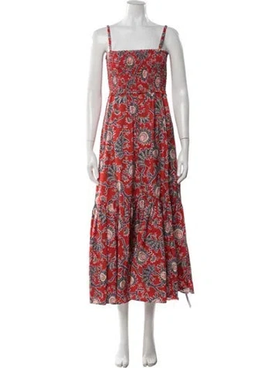 Pre-owned A.l.c Floral Print Midi Length Dress In Red