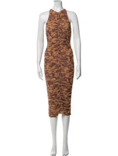 Pre-owned A.l.c Floral Print Midi Length Dress W/ Tags In Neutral