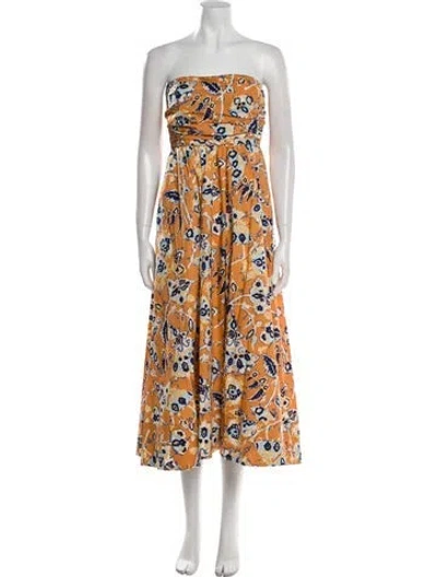 Pre-owned A.l.c Floral Print Midi Length Dress W/ Tags In Orange