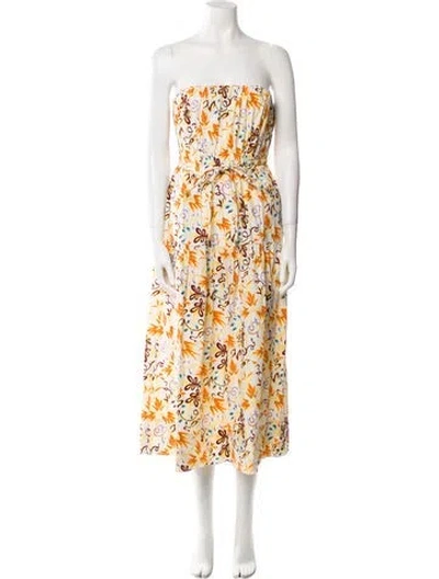 Pre-owned A.l.c Floral Print Midi Length Dress W/ Tags In White