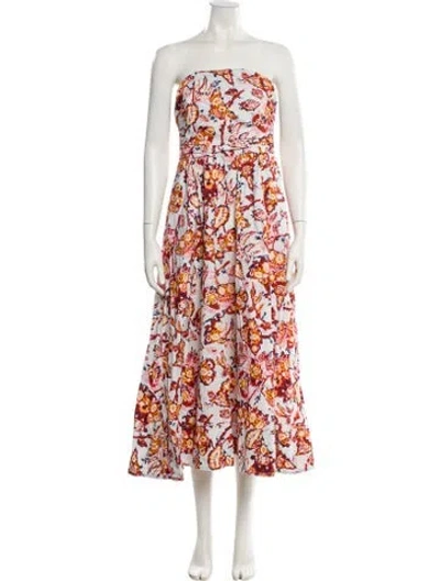 Pre-owned A.l.c Floral Print Midi Length Dress In White