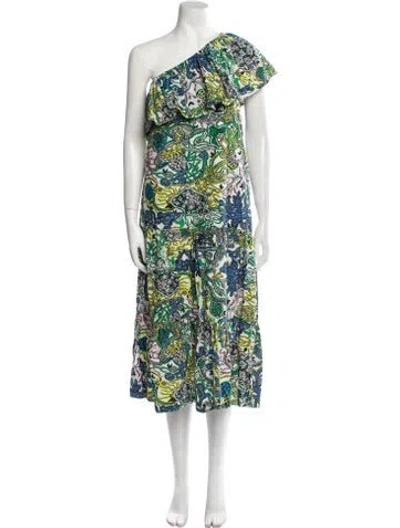 Pre-owned A.l.c Floral Print Midi Length Dress In White