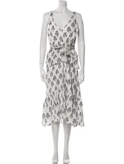 Pre-owned A.l.c Floral Print Midi Length Dress In White
