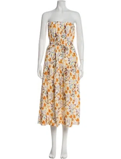 Pre-owned A.l.c Floral Print Midi Length Dress In White